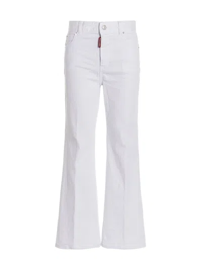 Dsquared2 'super Flared Cropped' Jeans In White
