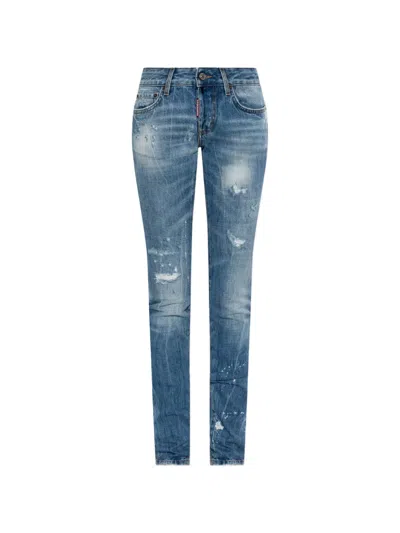 Dsquared2 Distressed Jeans In Blue