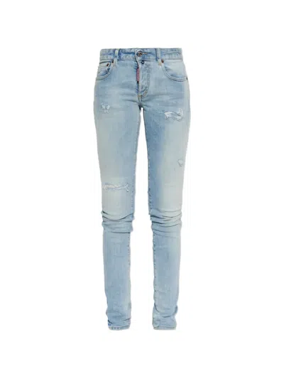 Dsquared2 Super Skinny Distressed-effect Jeans In Animal Print
