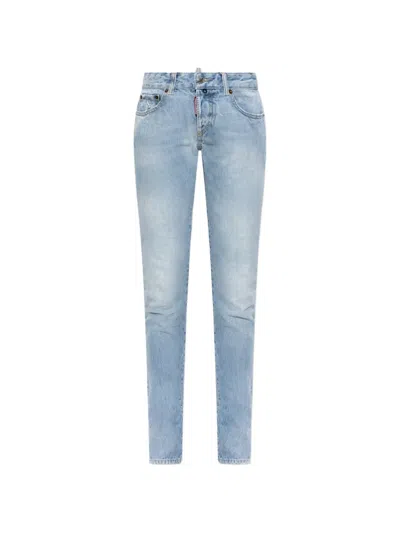Dsquared2 Super Skinny Faded-effect Jeans In Blue