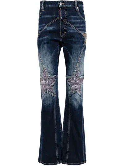 Dsquared2 Super Star Rhinestone-embellished Jeans In Blue