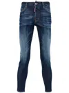 Dsquared2 Navy Blue Slim Cut Jeans With Whiskering Effect In Blue