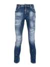 Dsquared2 Blue Washed Denim Cotton Jeans In Dark Blue