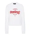 Dsquared2 Supernegative Dyed Just Right Cropped Raw Hem Crewneck In White