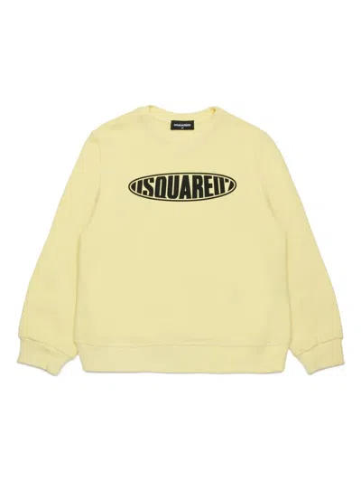 Dsquared2 Kids' Surf Logo-print Cotton Sweatshirt In Yellow