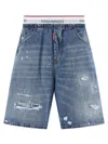 Dsquared2 Surfer Denim Bermuda Shorts Five Pockets In Blue