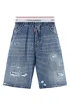 Dsquared2 Surfer Denim Bermuda Shorts Five Pockets In Blue