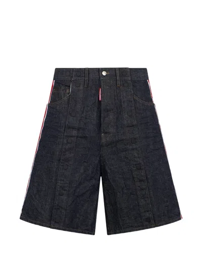 Dsquared2 Surfer Press-stud Denim Shorts In Black