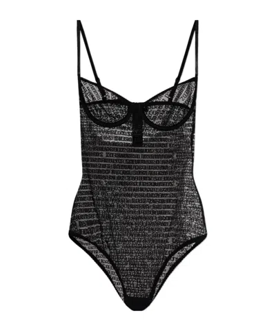 Dsquared2 Suspender Bodysuit In Black