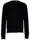Dsquared2 Textured Knit Sweater With Raw Hem And Distressed Detailing
