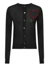Dsquared2 Black Wool Cardigan With Heart Detail In Black