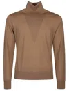 Dsquared2 Turleneck Sweater With Ton On Ton Monogram In Brown
