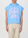 Dsquared2 Crewneck Sweater With Cap Sleeves And Graphic Print In Blue