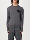 Dsquared2 D2 Leaf Wool Crewneck Sweater In Braun