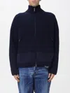 Dsquared2 Carded Wool Insert Cardigan Sweaters And Cardigans Blue In Blue