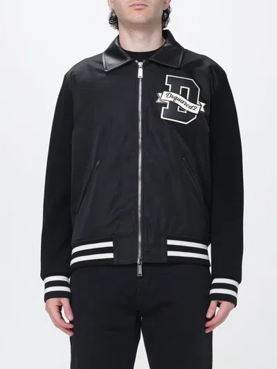 Dsquared2 Logo-patch Panelled Bomber Jacket In Black