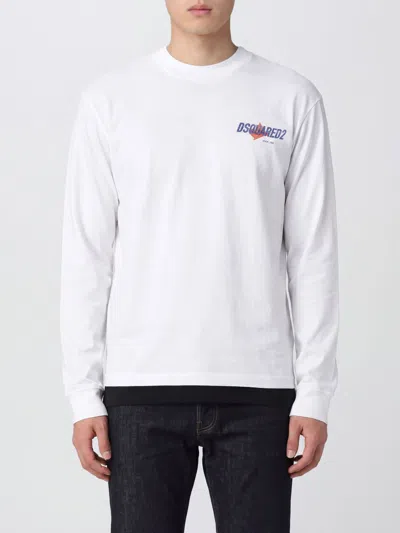 DSQUARED2 DSQUARED2 크루넥 콘트라스트 프론트 로고 코튼 스웻셔츠,I57154001