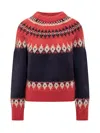 Dsquared2 Fair Isle Intarsia Knit Jumper In Red Variant