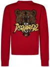 Dsquared2 Crewneck Embroidered Graphic Design Sweater In Rossa