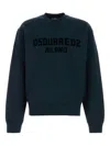 Dsquared2 Cotton Crew Neck Sweatshirt With Ribbed Cuffs And Hem In Blue