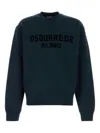 Dsquared2 Cotton Crew Neck Sweatshirt With Ribbed Cuffs And Hem In Blue