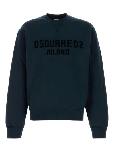 DSQUARED2 DSQUARED2 NAVY BLUE COTTON CREWNECK SWEATSHIRT