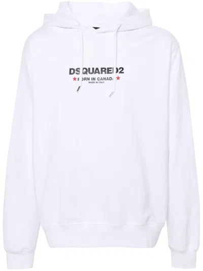 Dsquared2 White Graphic Printed Hoodie