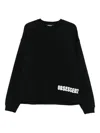 Dsquared2 Cotton Sweatshirt Featuring Printed Detail In Black