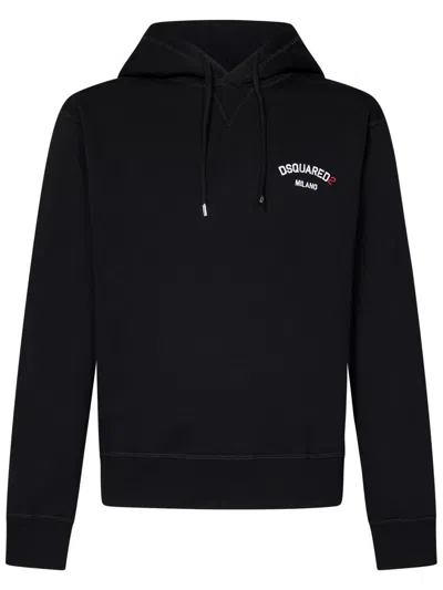 Dsquared2 Logo-embroidered Cotton Hoodie In Black