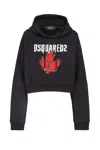 Dsquared2 Maple Leaf Cotton Hoodie In Black