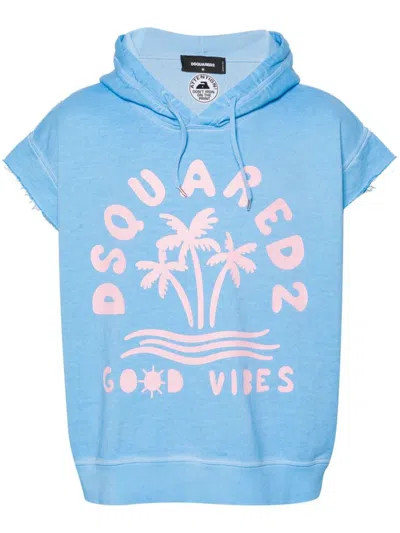 Dsquared2 Adriana Short-sleeve Hoodie In Blue