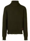 Dsquared2 Dark Green Wool Turtleneck Sweater In Deep Forest
