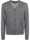 Dsquared2 Logo Embroidered Knitted Cardigan In Gray