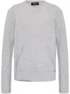 Dsquared2 Wool And Cashmere Crew-neck Sweater With Kangaroo Pocket In Grey