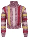 Dsquared2 Striped Turtleneck Cropped Sweater In Multicolor