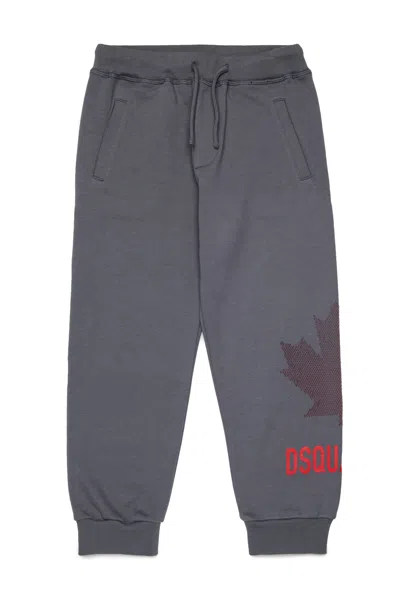Dsquared2 Crystal-embellished Logo-print Track Pants In Gray