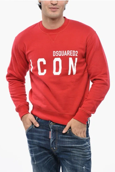 Dsquared2 Icon Man Sweatshirt Coral Size Xs Cotton In Red
