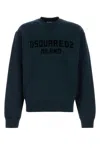 Dsquared2 Navy Blue Cotton Sweatshirt With Logo  In Blue