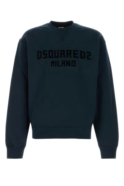 Dsquared2 Navy Blue Cotton Sweatshirt With Logo