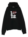 Dsquared2 Cotton Hoodie With Logo And Drawstring In Black