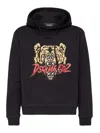 Dsquared2 Black Hoodie With Drawstring Hood And Maxi Logo Print On The Front In Cotton Man In Black