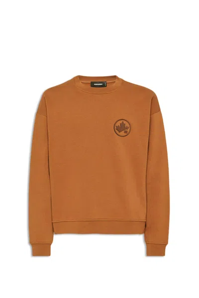 Dsquared2 Logo-print Cotton Sweatshirt In Brown