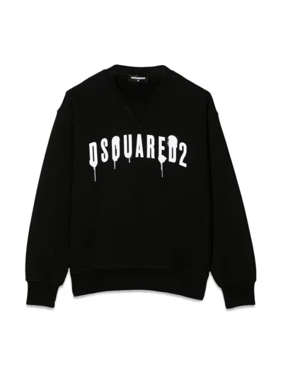 Dsquared2 Kids' Sweatshirt Crewneck Front Logo In Black