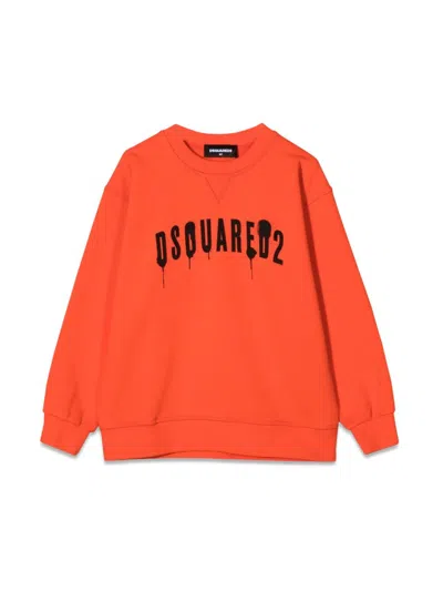 Dsquared2 Kids' Sweatshirt Crewneck Front Logo In Orange