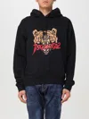 Dsquared2 Black Hoodie With Drawstring Hood And Maxi Logo Print On The Front In Cotton Man In 黑色