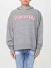 Dsquared2 Relaxed Fit Grey Hoodie With Front Kangaroo Pocket In Grey