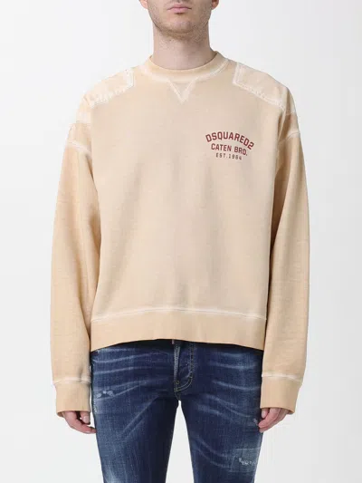 Dsquared2 Man Sweatshirt Sand Size M Cotton In Gold