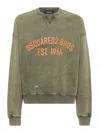 Dsquared2 Relaxed Fit Crew Neck Sweater With Distressed Detailing In Green
