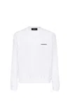 Dsquared2 White Crew Neck Sweatshirt In Cotton With Embroidered Logo In White