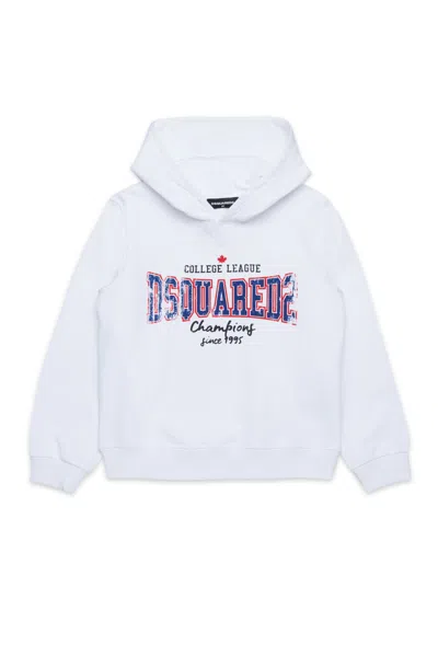 Dsquared2 Felpa Con Stampa College In White
